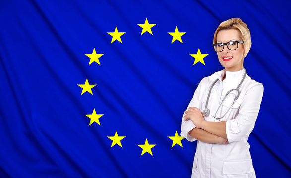 doctor and european union flag