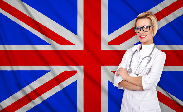 female and britain flag
