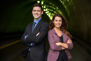 Attorneys young strong confident successful businesspeople downtown