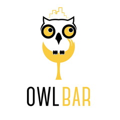 Illustration concept of abstract owl with wine glass. Vector