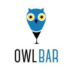 Illustration concept of abstract owl with wine glass. Vector