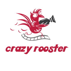 Illustration of crazy rooster. Vector