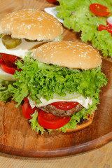 Hamburger, Fast food, Burger, Hacksteak, Salat, Tomaten, Käse, G
