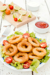 Served fried squid