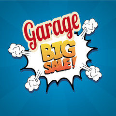 garage sale illustrator over retro background