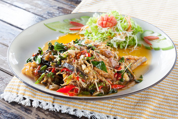 Spicy stir-fried fish, Thai foods