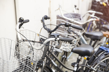 Fototapeta na wymiar Bicycle parking in Japan