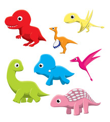 Obraz na płótnie Canvas Pigmy Dinosaurs Cartoon Vector Illustration