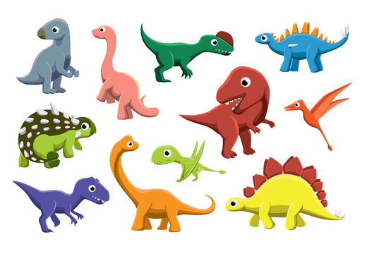 Jurassic Dinosaurs Cartoon Vector Illustration