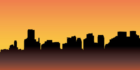 Naklejka premium Skyline silhouette of the city of Miami, Florida, USA.