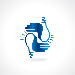 creative hands bulb idea concept vector 