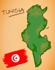 Tunisia Map and National Flag Vector © natanaelginting