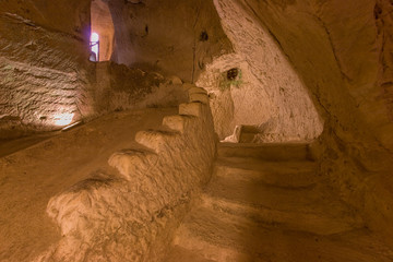 stairs at underground caves, Beit Govrin, Israel