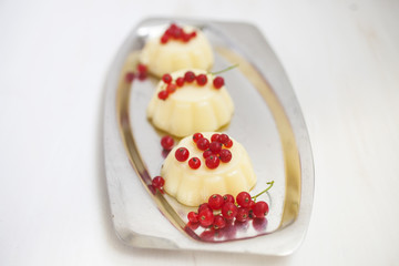 creamy pudding with red currant