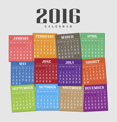 calendar 2016 vector and illustration