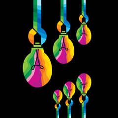 colorful bulb with spanner vector 