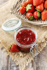 Jar of strawberry jam