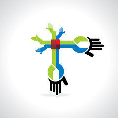 spanner connecting with hand vector 