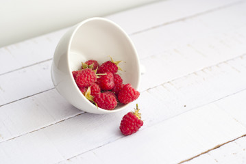 raspberry on table. selective focus