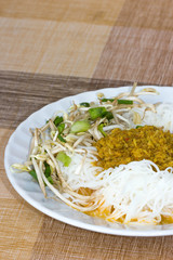Noodle eaten with curry or Thai style noodle eaten with curry