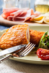 Cutlet Cordon Bleu with salad