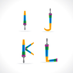 alphabet created with painting brush vector 