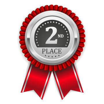 Round 2nd Place Badge With Ribbon On White Background Stock Vector Adobe Stock