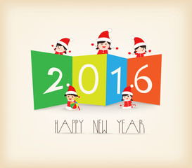 Colorful Happy New Year 2016 kids background