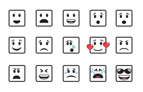 Set of smiley empty coffee cup icons