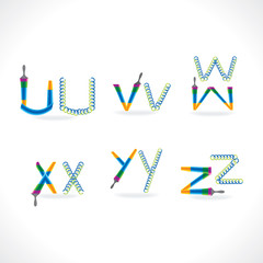 set of alphabets created by painting brush and circles