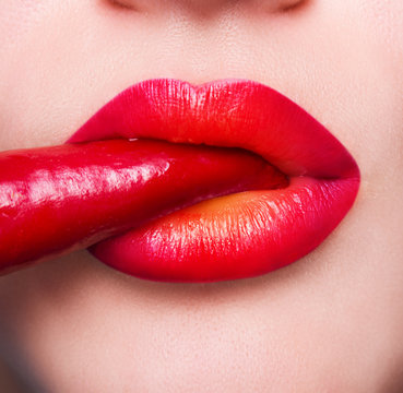 
    Halloween makeup. Expression rock style lip make-up like a vampire, dark romantic. Fashion look, glitter, multicolor, soft focus 
