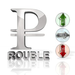 Russia Ruble icon with trend buttons