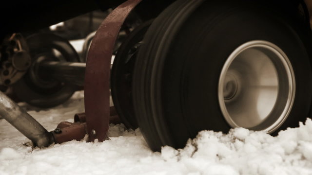 Sport kart's wheel skidding in the deep snow and can't get out