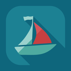 Flat modern design with shadow icon sailing ship