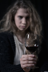 Portrait of alcoholic woman
