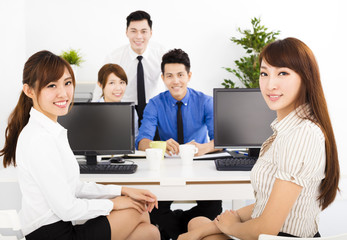 happy business people working in the office