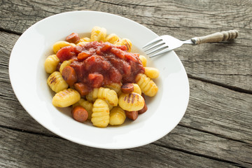 Teller Gnocchi mit Gabel