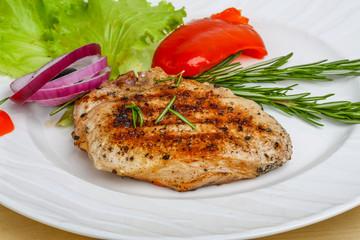 Grilled pork steak