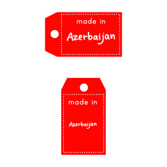 red price tag or label with white word Made in Azerbaijan isolat