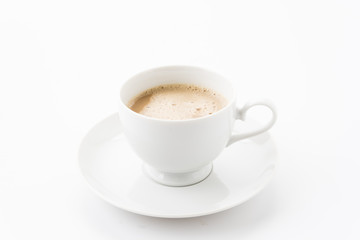 a cup of coffee on white