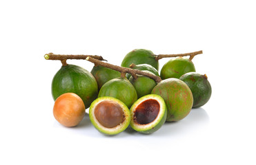 macadamia nuts on white background