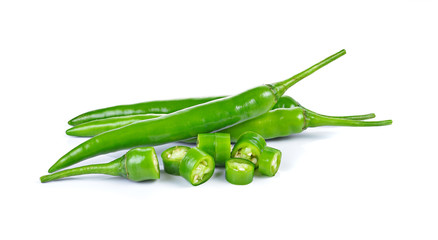 Hot chili peppers isolated on white background