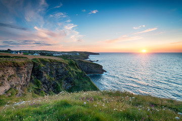 Sunset over Port Gaverne in Cornwall