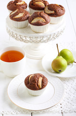 Pear and chocolate cakes