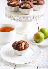 Pear and chocolate cakes