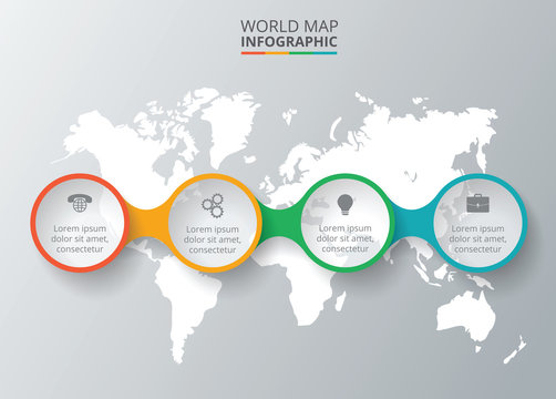 Vector World Map With Infographic Elements.