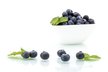 fresh blueberries with leaf, healthy, natural