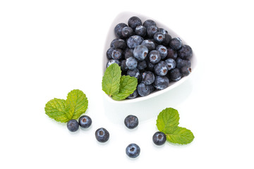 fresh blueberries with leaf, healthy, natural