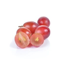 Fresh red grape on white background