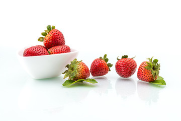fresh strawberries with leaf, healthy, natural